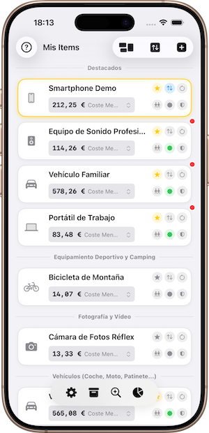 Vista compacta con tarjetas resumidas